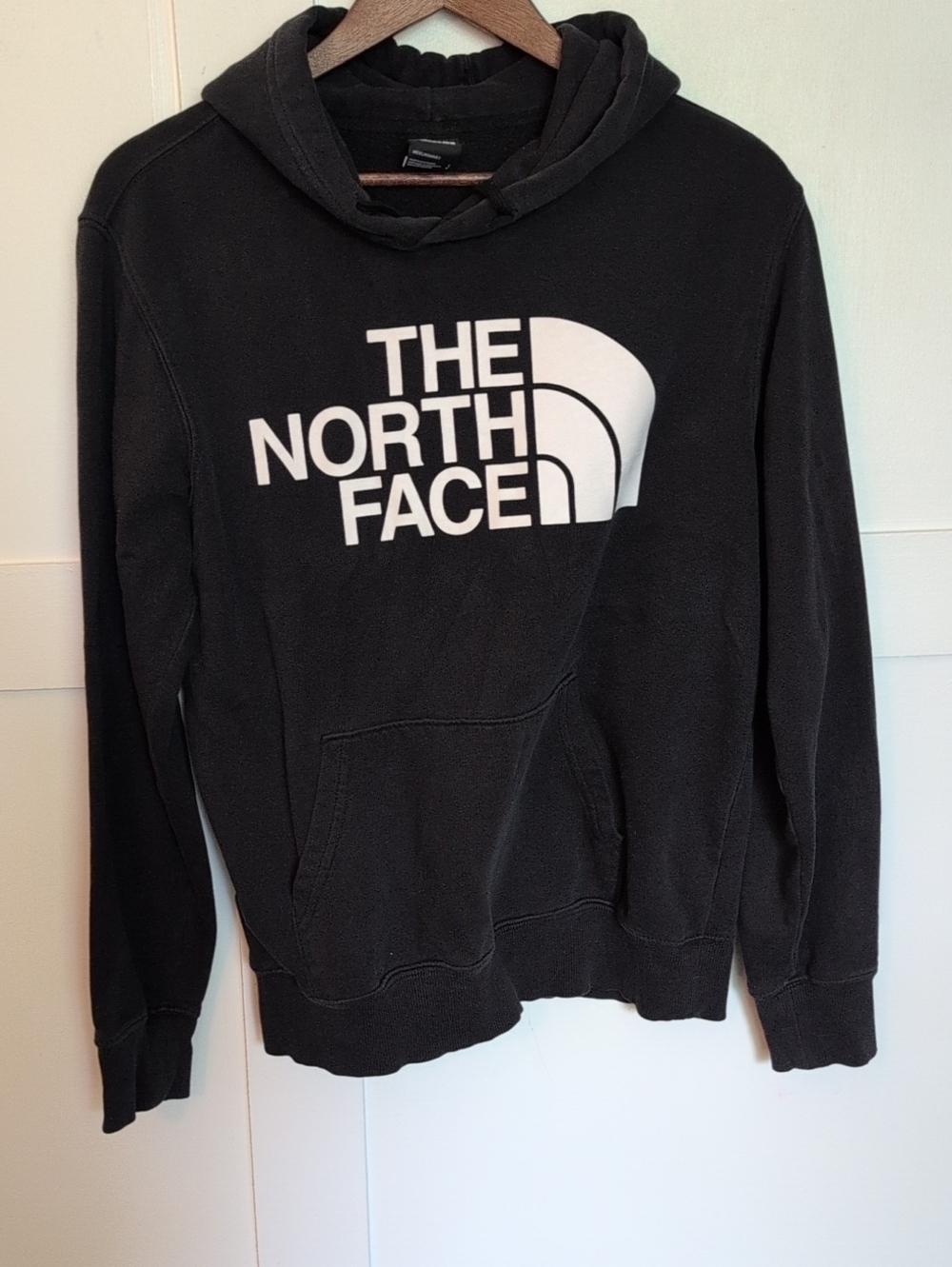 The North Face Men's Black Crewneck Hoodie with White Logo
